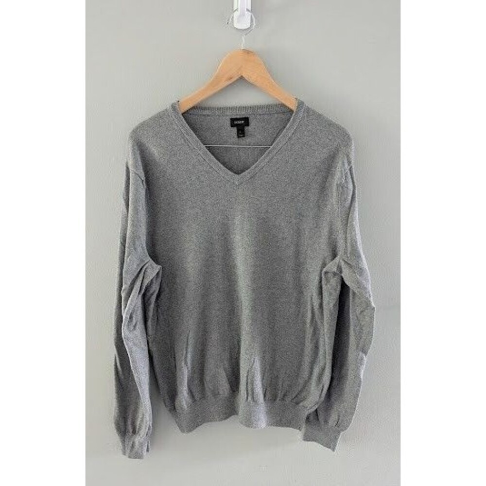 J Crew Cashmere Blend V-Neck Sweater Mens Large Gray Pullover Knit